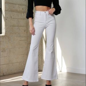 Bell Wide Leg Flare Jeans White Size 9